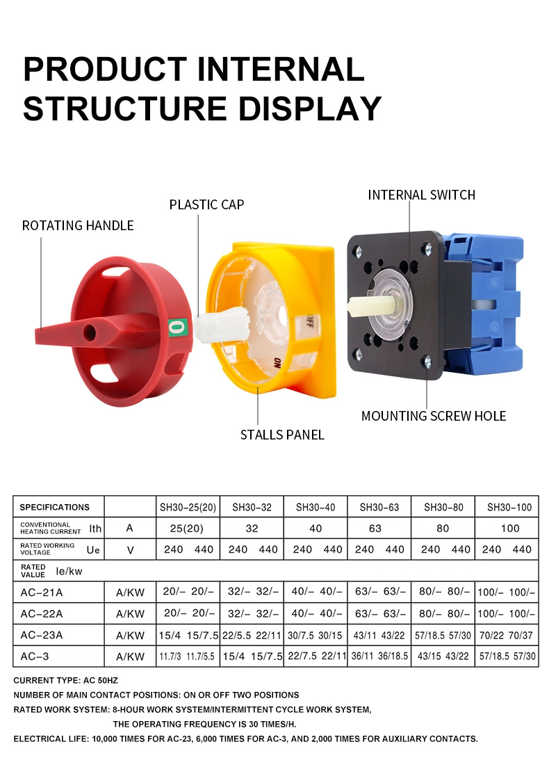 Power AC Breaker Switch Changeover Load Isolation Switch 32A 40A 50A