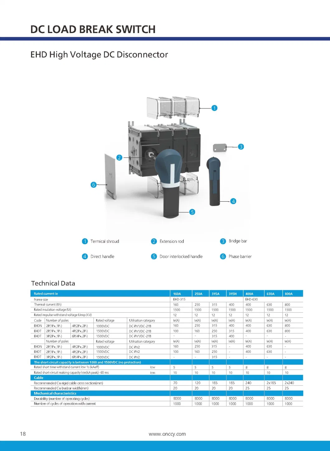 2p 1000V 160A Isolation Switch Disconnector Direct Current PV Solar Battery System Load Break Switch